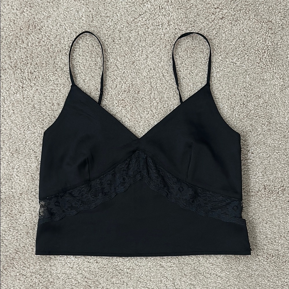 Abercrombie Black Lace Trim Cami Top